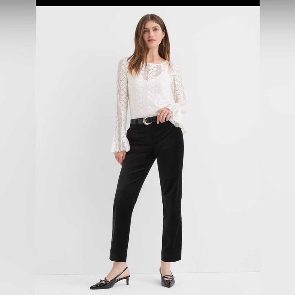 Loft Riviera Slim Velour Elegant Black Women's Pants